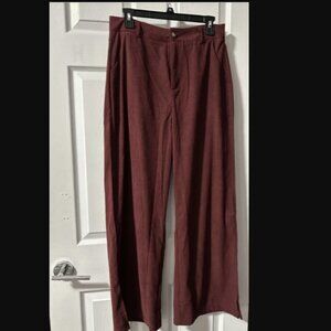 Burgundy Wide-Leg Dress Pants